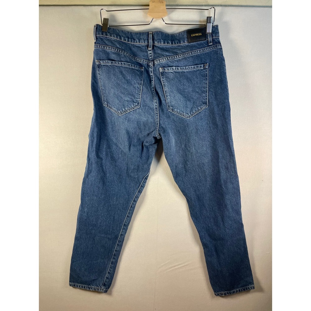 Express Tapered Ankle High Rise Distressed Jeans Medium Wash 10R K105 - Picture 5 of 9